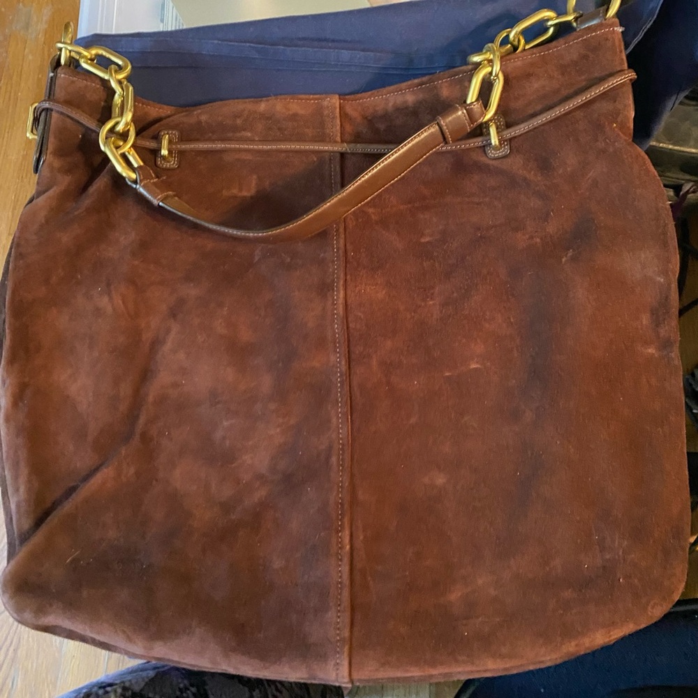 Coach Kristin Large Brown Suede Shoulder Bag - Picture 7 of 11